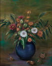 竹内絹代 青の花瓶に入った花